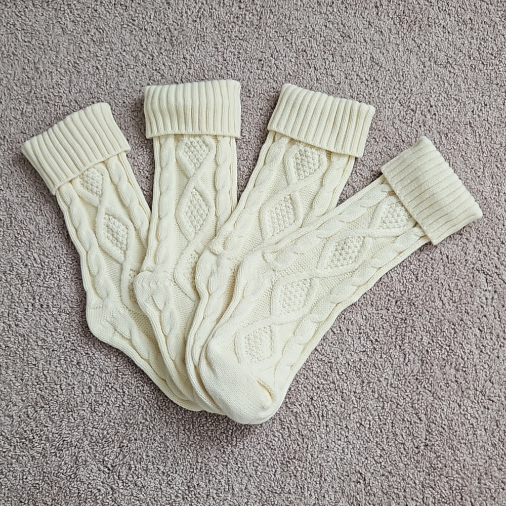 *LAST CHANCE* Set of 4: 18in Knit Stockings in Cream